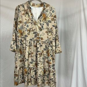 Emery Rose ruffled mini dress with long sleeves and v neck